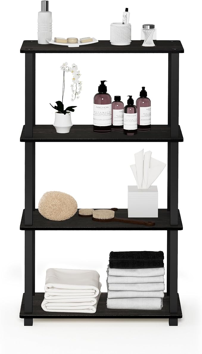 Furinno TURN-S-TUBE Storage Shelves, 4-Tier Book Shelf, Corner Shelf, Toolless - Image 4