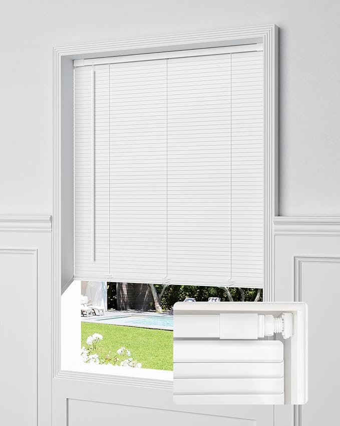 UNISHADES No Drill Blinds for Windows 1" Vinyl L-Shaped Slats Cordless Mini by UNISHADES