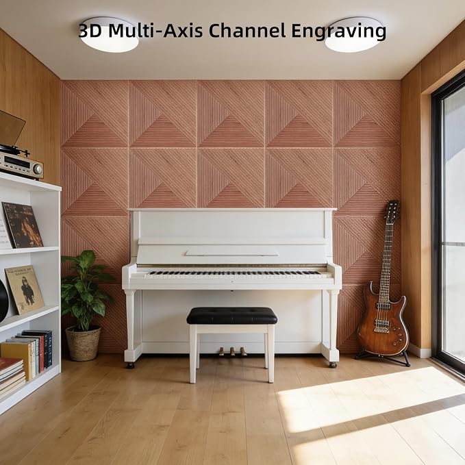 6 PCS Acoustical Wall Panels，23.6 x 23.6 Inch Self-adhesive Sound Absorbing - Image 2