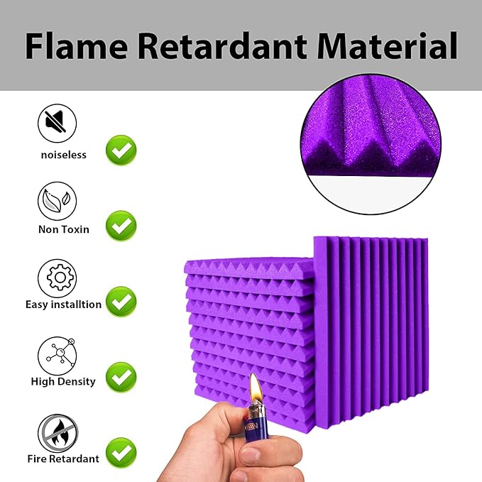 24 Pack Sound Proof Foam Panels|1"×12"×12" Quick-Recovery Soundproof Wall - Image 3