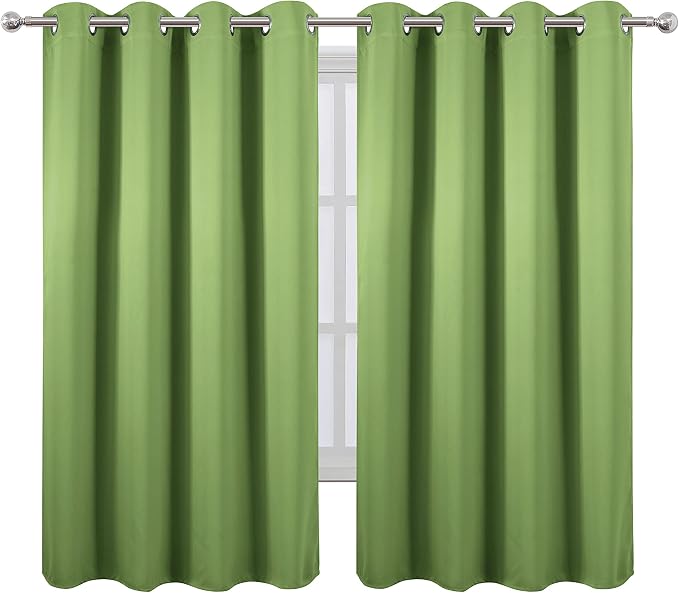 LEMOMO Light Green Blackout Curtains 66 x 63 Inch Length/Set of 2 Curtain - Image 2