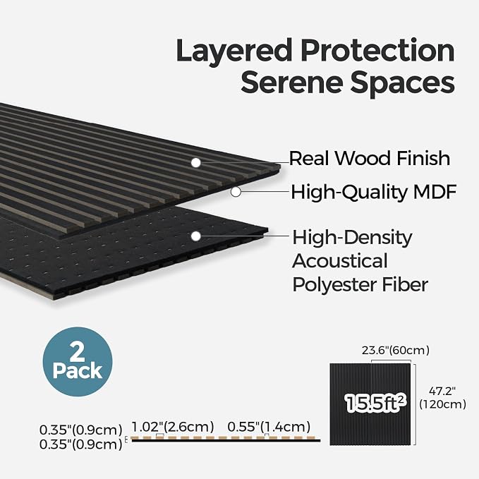 AKUMAX 4 Pack Acoustic Panels, Wood Slat - Image 3
