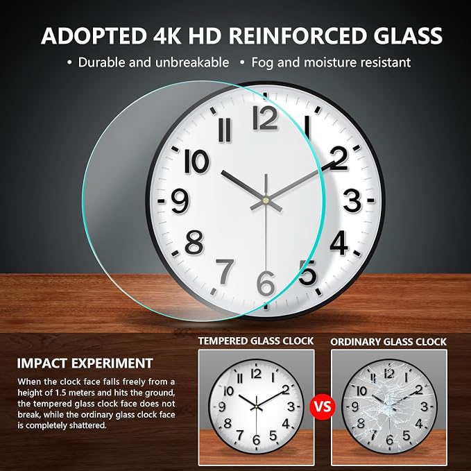 Wall Clocks Battery Operated, 12 Inch Non Ticking Digital Wall Clock, Silent - Image 7