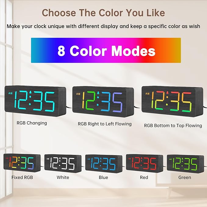 DreamSky Wooden Digital Clock for Bedroom Desk - Image 2