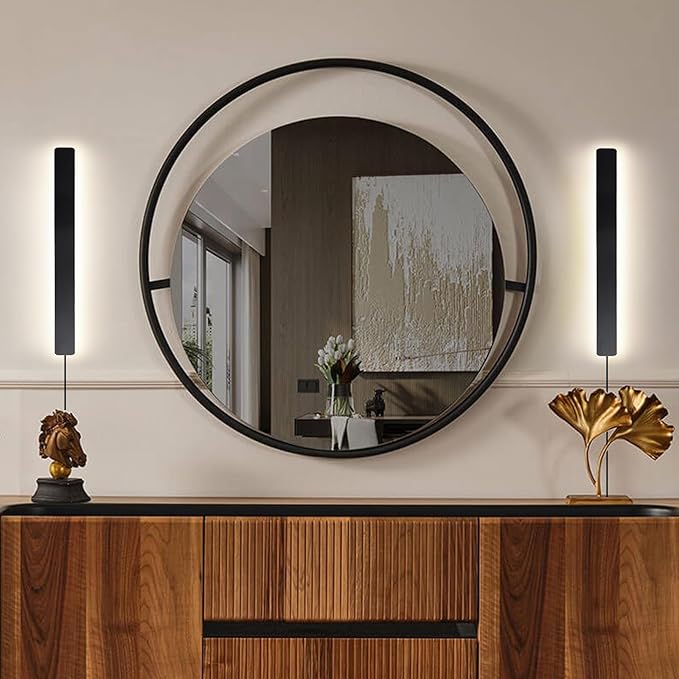 KELUOLY Modern Plug in Wall Sconces, 23.6 inch Frosted Black LED Long Wall - Image 6