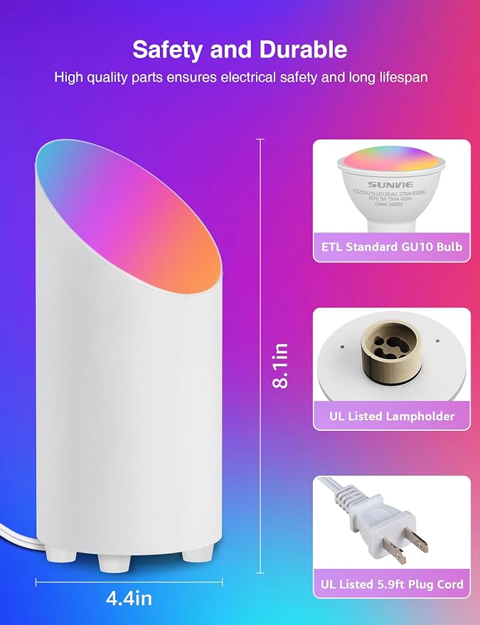 SUNVIE Smart Floor Can Light 5W RGBW Color Changing Up Lights Indoor - Image 8
