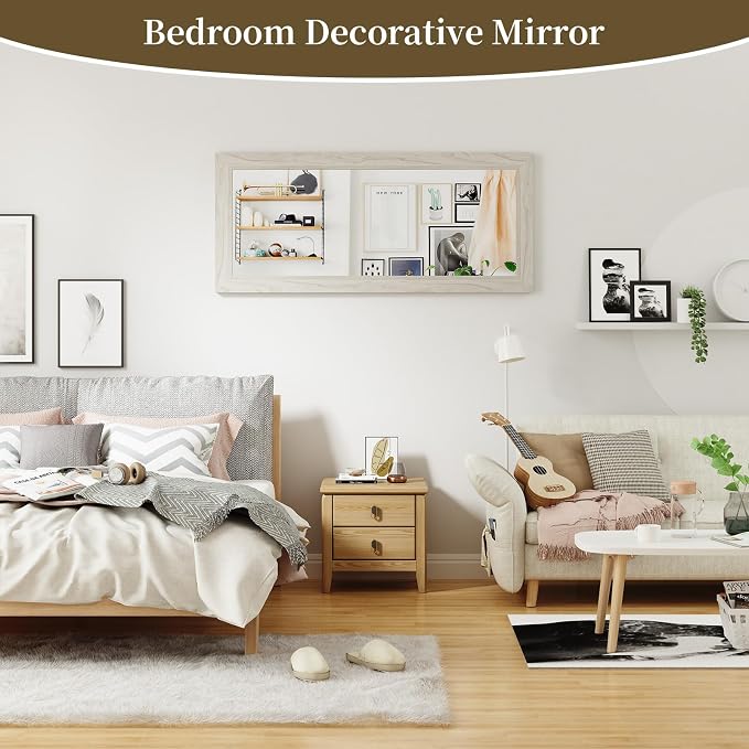 Syndra Modern Full Length Mirror Wood Frame, 56x20'' Large Floor Mirror - Image 8