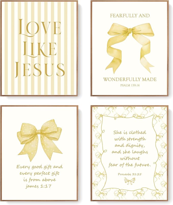 LARTSFRO Coquette Yellow Bow Jesus Wall Art Decor Posters, Butter Yellow Bow by Unknown