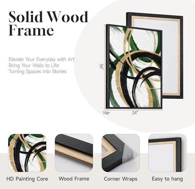 Framed Green Abstract Wall Art Set of 2 - Image 5