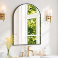 Arched Wall Mirror 30x20 Inch Black Bathroom Vanity Mirror by SageNest