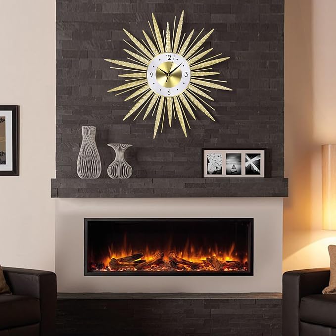 23 inch Gold Starburst Wall Clock, Silent Non-Ticking Large Modern Starburst - Image 7