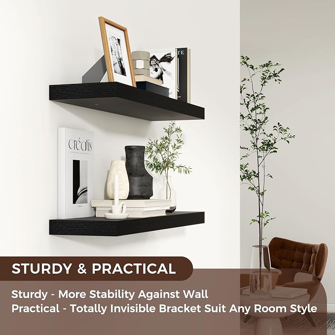 Venusmiles Floating Shelves for Wall 24 inch Long, Engineered Wood Wall Shelves - Image 5