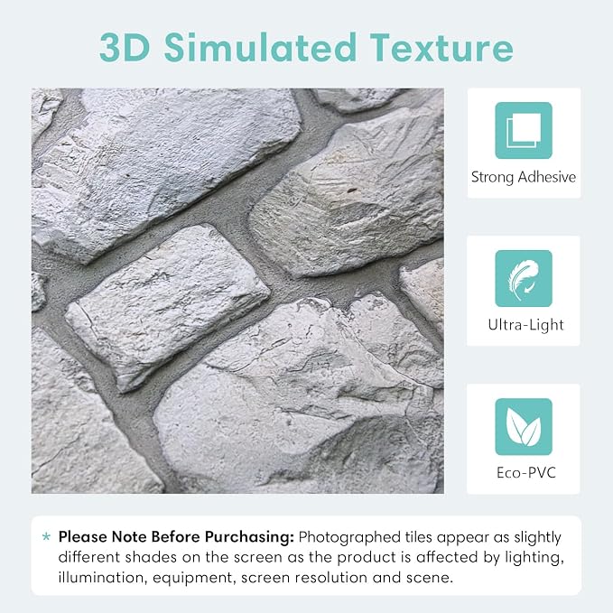 Commomy 3D Faux Stone Wall Panel Peel and Stick Wall Tiles - Image 4