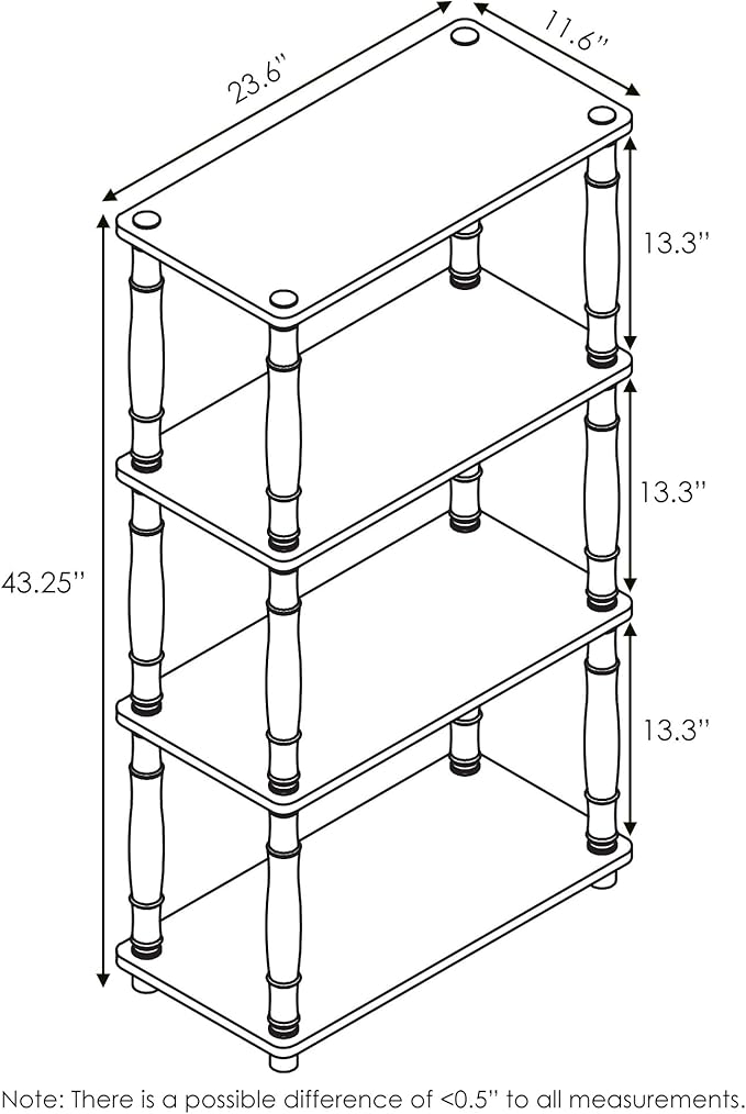 Furinno Turn-N-Tube 4-Tier Multipurpose Shelf Display Rack, Classic Tubes - Image 3