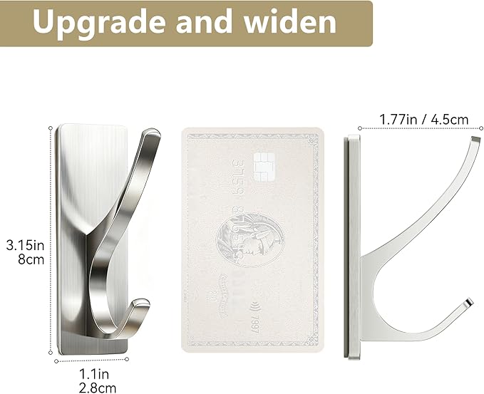 pickpiff Brushed Nickel Self Adhesive Coat Hooks - Image 3