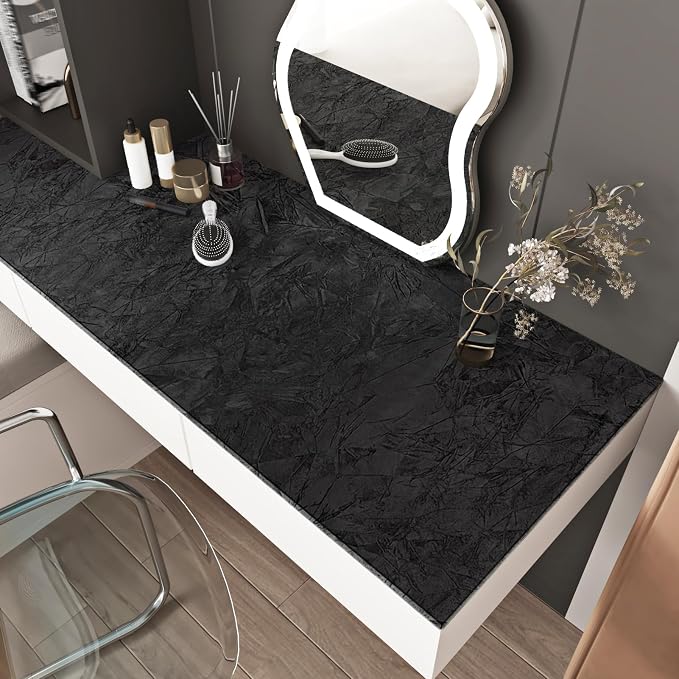 Wallercity Black Floral Leaves Velvet Wallpaper Peel and Stick - Image 2