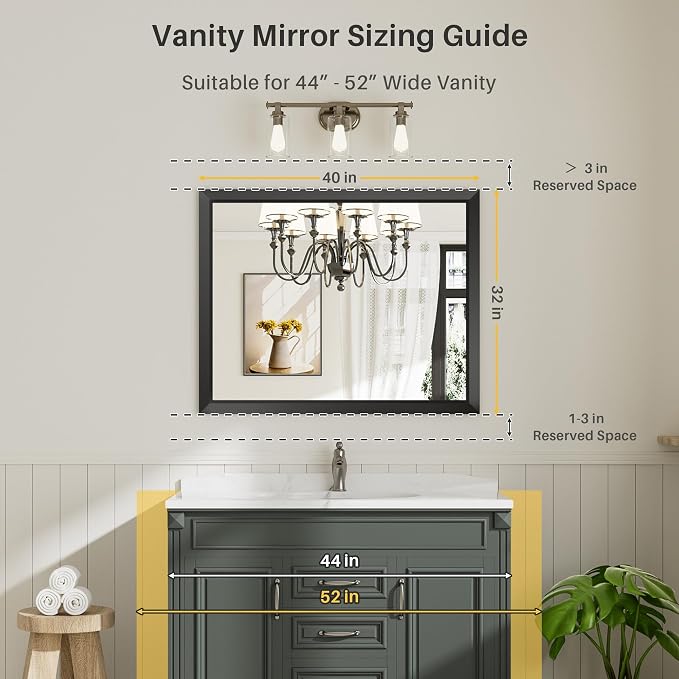 Briivue 40x32 Inch Black Bathroom Mirror - Image 2