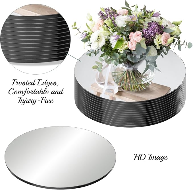 Seelenruhe 10" Round Mirrors for Centerpieces for Tables, Round Mirrors Trays - Image 2