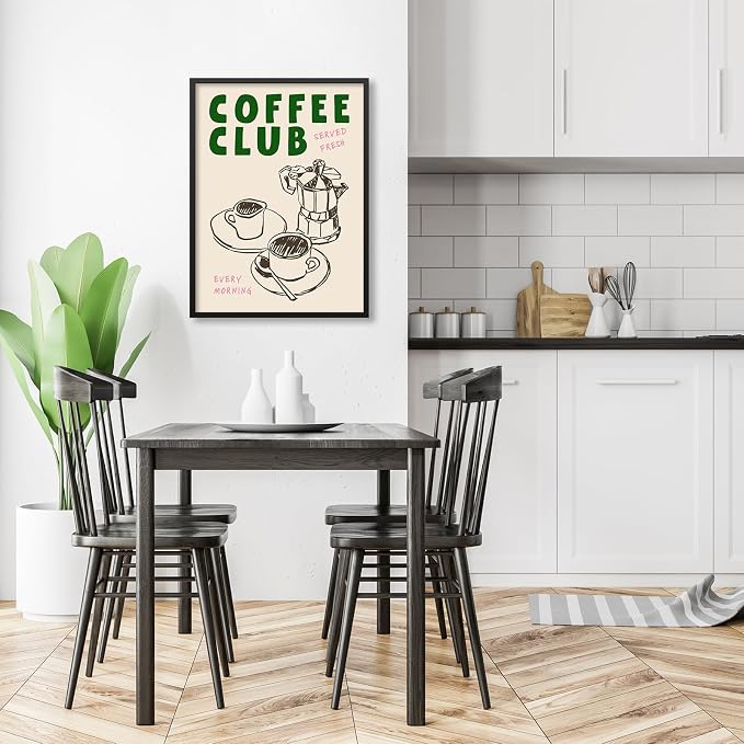 Black Framed Canvas Wall Art Posters Kitchen Coffee Club Print Vintage Coffee - Image 4