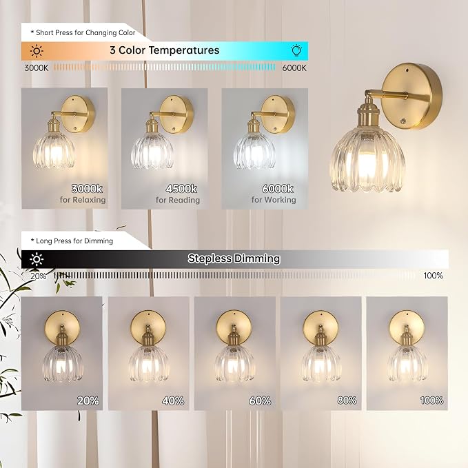 Shenmoyl Battery Operated Vintage Wall Sconces - Image 6