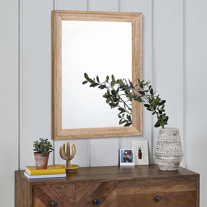 AAZZKANG Rustic Mirrors for Wall Rectangle Wooden Frame Hanging Mirror for - Image 3