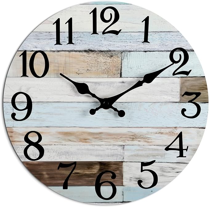 KECYET Wall Clock Battery Operated 10 Inch Silent Non-Ticking Coastal Country by KECYETWALLCLOCK