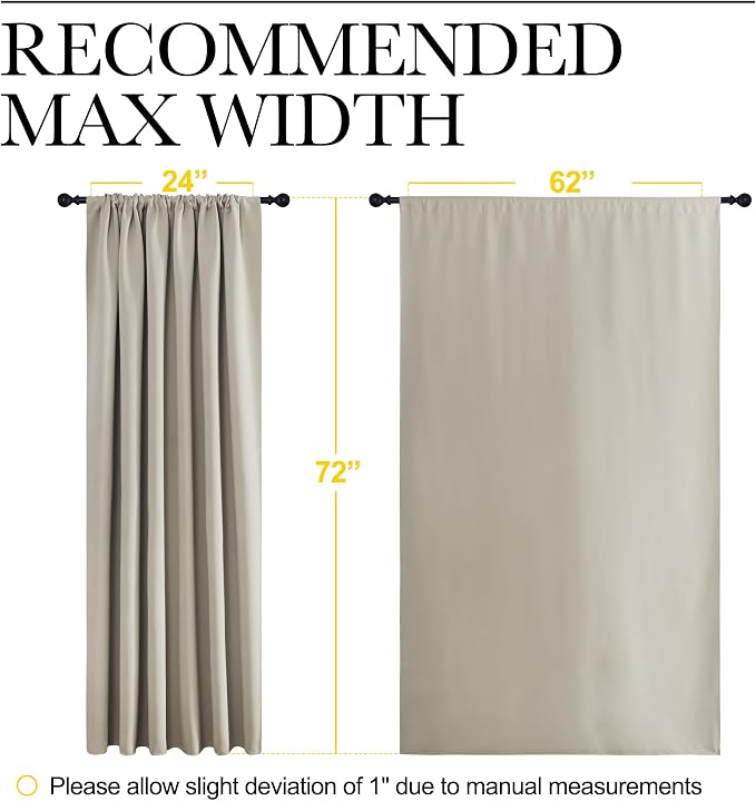 NICETOWN 2 Panels Blackout Curtains, Rod Pocket Window Curtains Room Darkning - Image 3