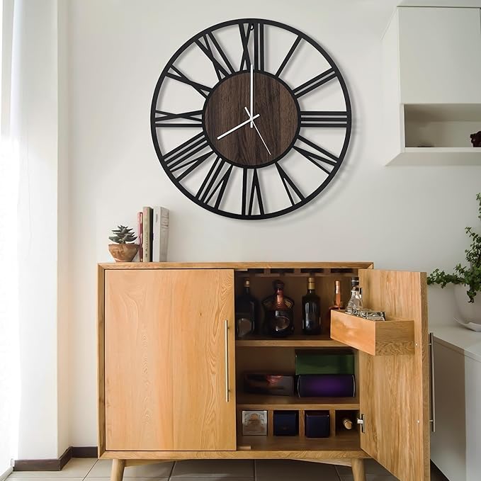 LEIKE Large LED Wall Clocks, Non Ticking, Battery Operated Rustic Round Modern - Image 6