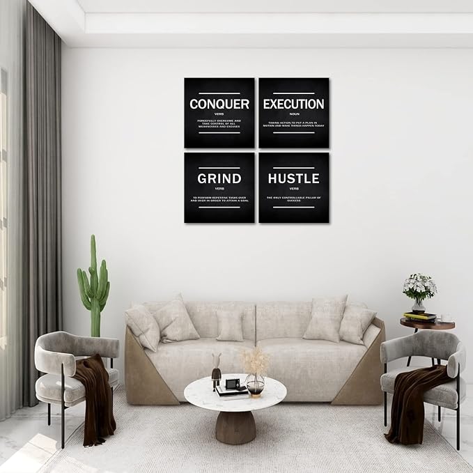 KAWAHONE Grind Hustle Execution Quotes Framed Wall Art, Success Canvas Print - Image 5