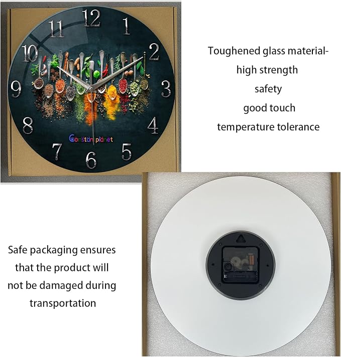 Kitchen Wall Clocks Battery Operated 14 Inches Glass Decorative Clocks - Image 6