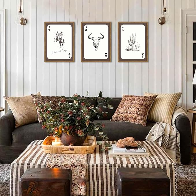 Western Cowgirl Wall Art Set of 3, Vintage Southwestern Wild and Lucky Rodeo - Image 2
