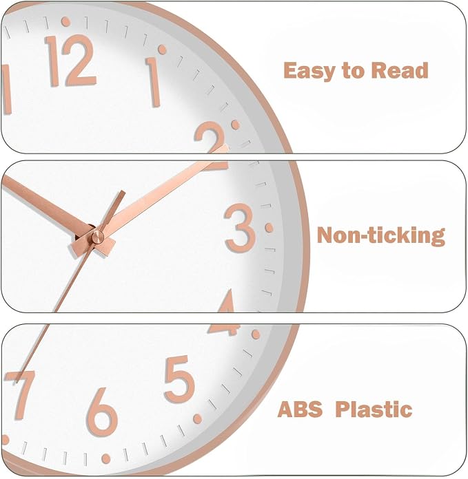 Mosewa Wall Clock 10 Inch, Battery Operated Silent Non-Ticking Modern Analog - Image 7
