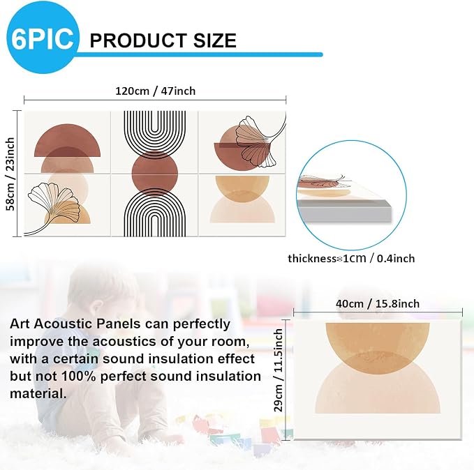 JBER Art Acoustic Panels, 47.2X23 Inches Acoustical Wall Panels, Sound - Image 2