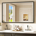 Keonjinn 48" x 30" Black Bathroom Vanity Mirror, Aluminum Alloy Framed Black by Keonjinn