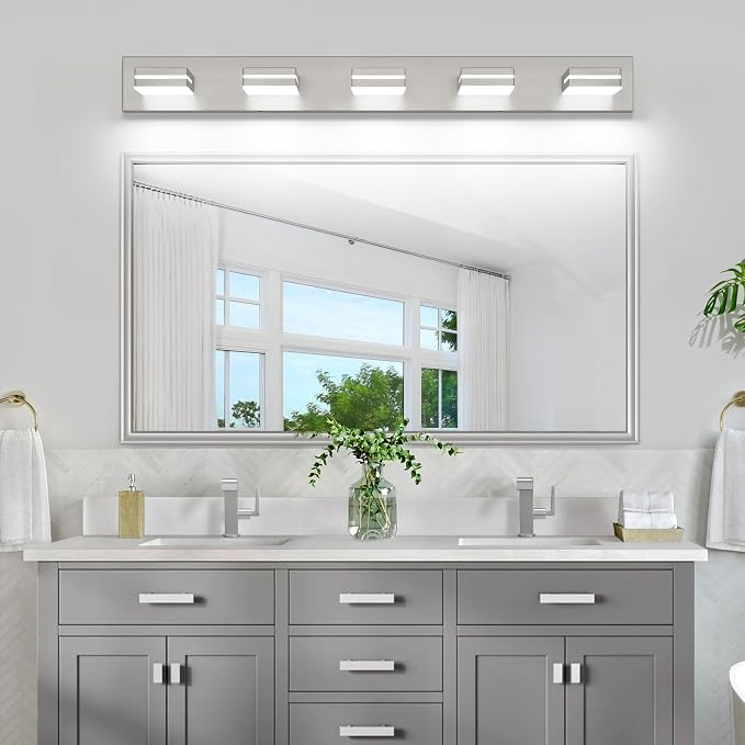 SineRise LED Modern Bathroom Vanity Light Fixtures, Brushed Nickel Modern - Image 8
