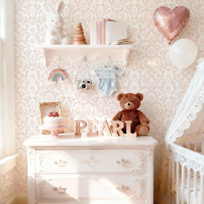 YXTII 17.3" × 393.7" Pink Peel and Stick Wallpaper, Floral Wallpaper - Image 3