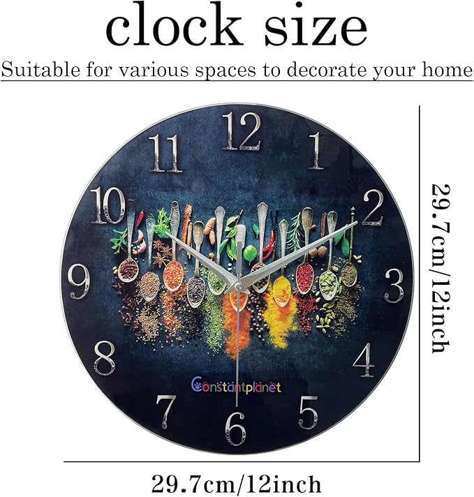 Kitchen Wall Clock Battery Operated 12 Inches Round Decorative Clocks - Image 4