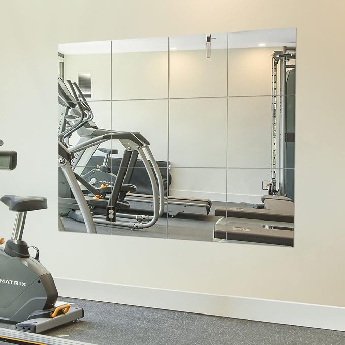 Ruomeng Home Gym Mirrors 12 Inch x 12Pcs Wall Mounted Mirror Glass Frameless by Ruomeng