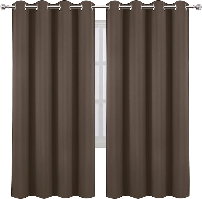 LEMOMO Chocolate Brown Thermal Blackout Curtains/52 x 72 Inch/Set of 2 Panels - Image 2