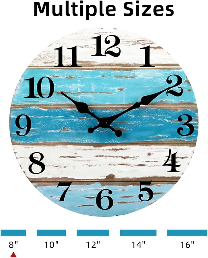 CHYLIN Wall Clock, Beach Themed Blue Wall Clocks Battery Operated Silent - Image 2