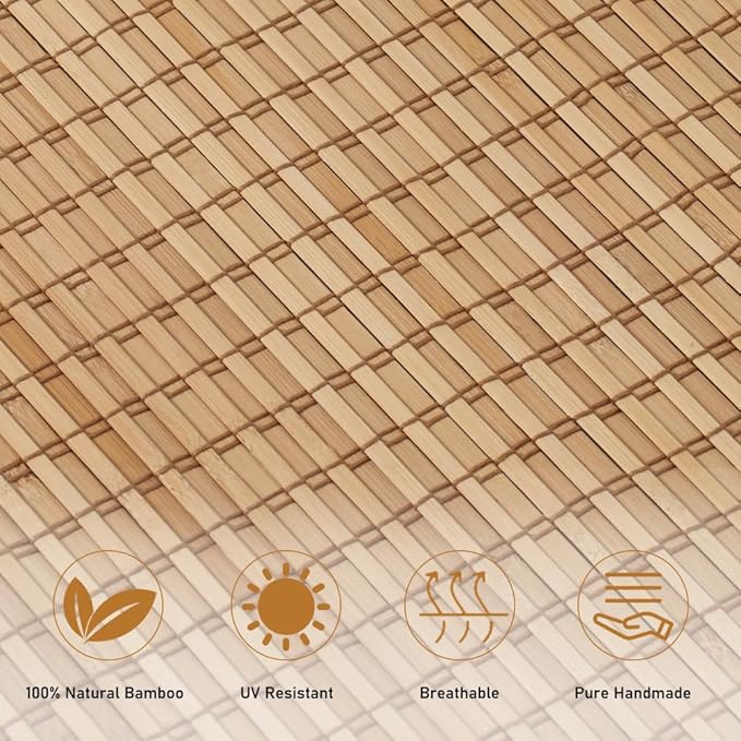 SEEYE Cordless Bamboo Roman Shades, Roll Up Blind Privacy Shade - Image 4