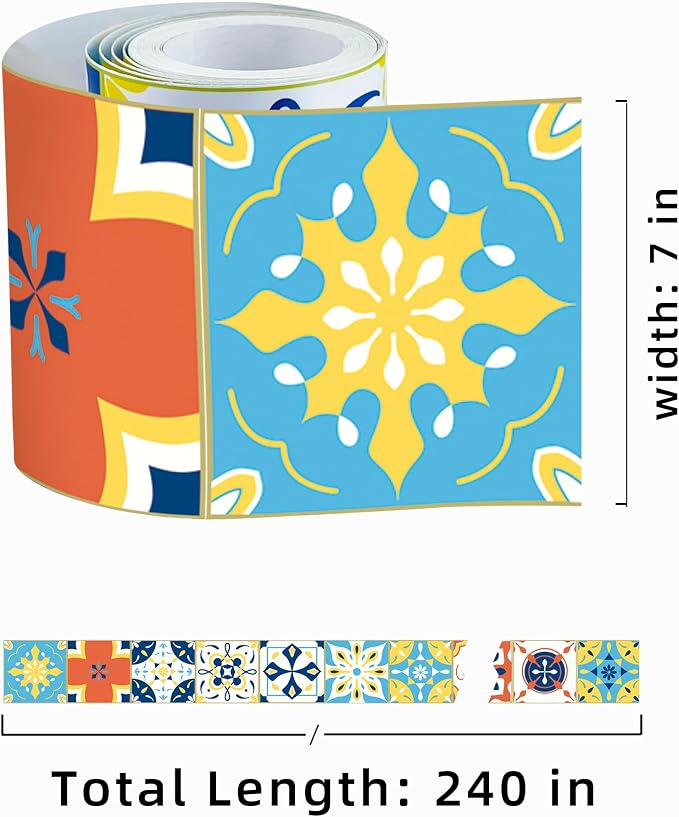 FLFK Wallpaper Border Tile Stickers Peel and Stick Wall Border - Image 2