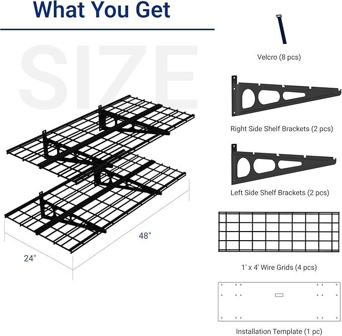 FLEXIMOUNTS 2-Pack 2x4ft 24-inch-by-48-inch Wall Shelf Garage Storage Rack Wall - Image 2