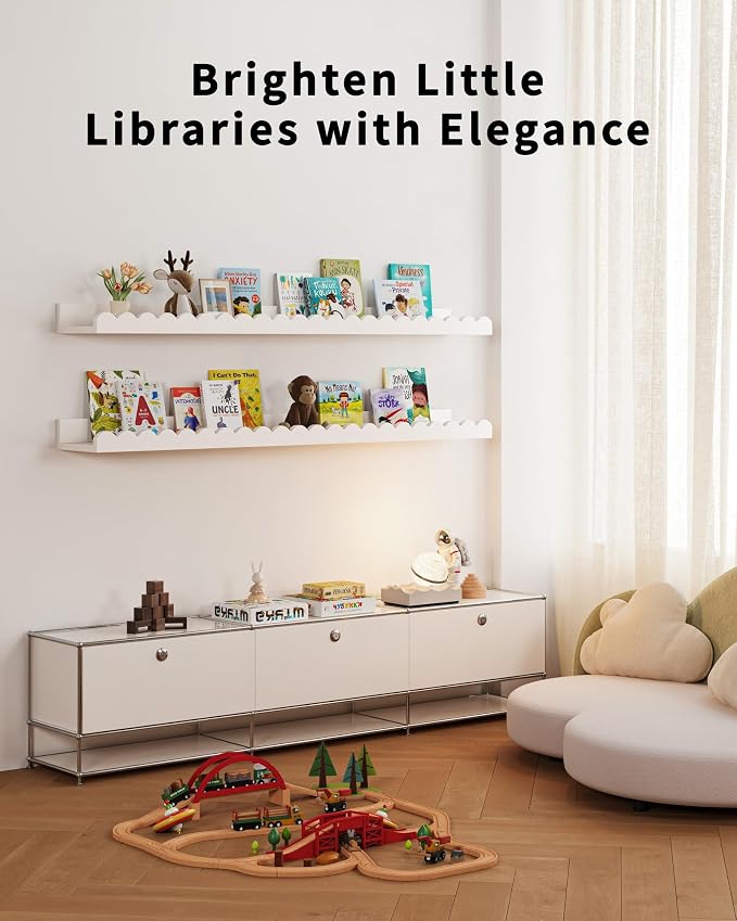Shario Nursery Book Shelves, Scalloped Shelves, Wall Book Shelves - Image 4