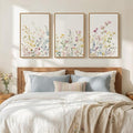 3 Piece Framed Watercolor Floral Canvas Wall Art by MXART