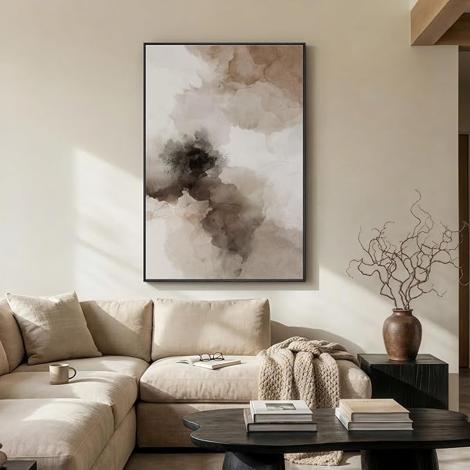 Extra Large Framed Neutral Abstract Wall Art - Image 3