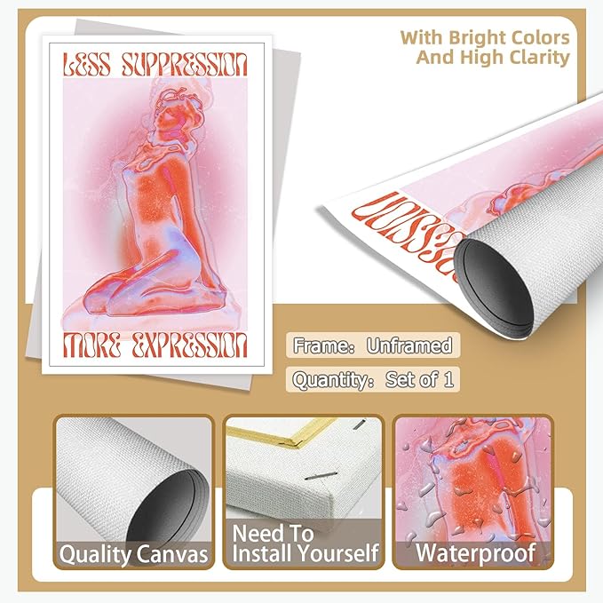 Liyark Spiritual Affirmation Art Poster Pink Woman Canvas Wall Art Aesthetic - Image 2
