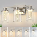 DORESshop 3-Light Brushed Nickel Bathroom Light Fixtures, Crystal LED Bathroom by DORESshop