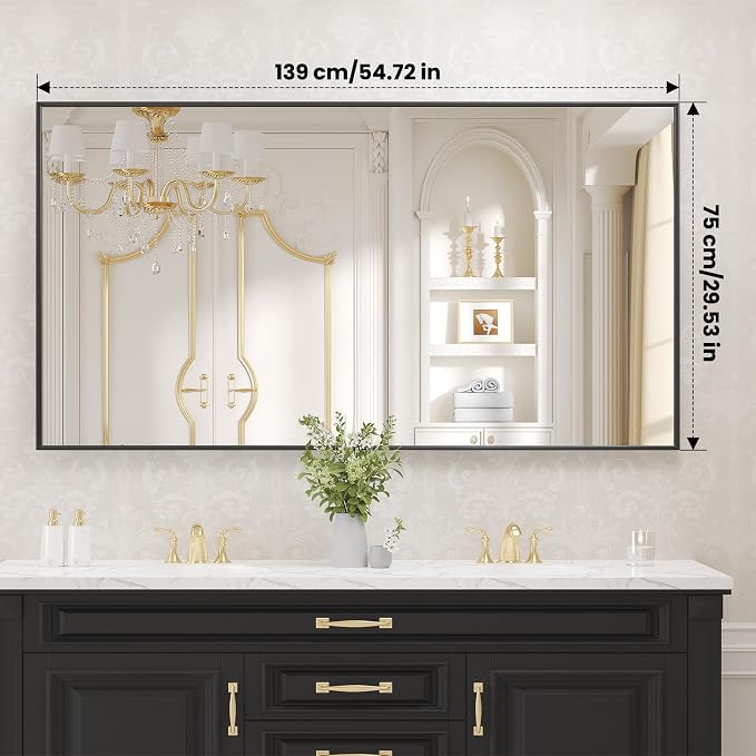 LOAAO Black Bathroom Mirror 55"X30" - Image 9