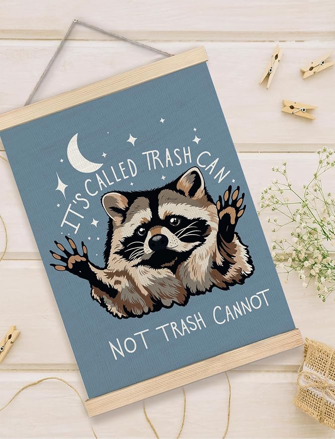 Foritho Funny Motivational Raccoon Meme Poster Wall Art Framed - Image 5